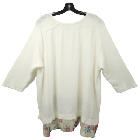 C Est. 1946 Tunic Top Floral Trim Womens Size 18/20W Cotton Blend White - Picture 2 of 16
